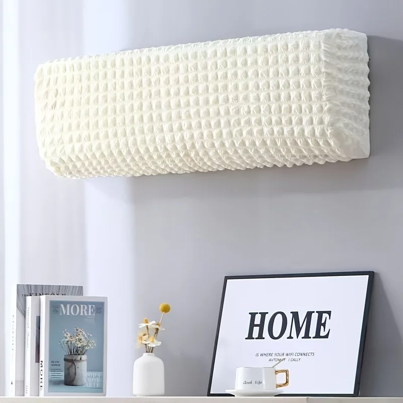 Wall Air Conditioner Cover, Washable Plaid Elastic Fabric AC Dust Cover for Household Wall Mounted Air Conditioning Unit