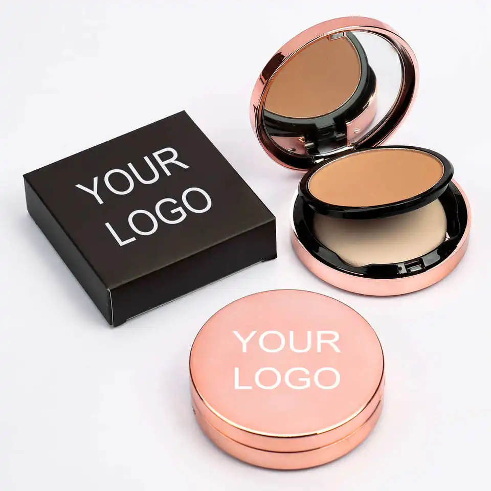 Print Logo Face Pressed Powder Concealer Full Coverage Long Lasting Oil Control Natural Setting Powder Wholesale Bulk 20pcs