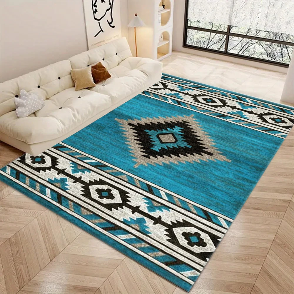 Southwestern Geometric Area Rug Vintage Tribal Diamond Pattern Floor Carpet for Living Room Bedroom Home Decor