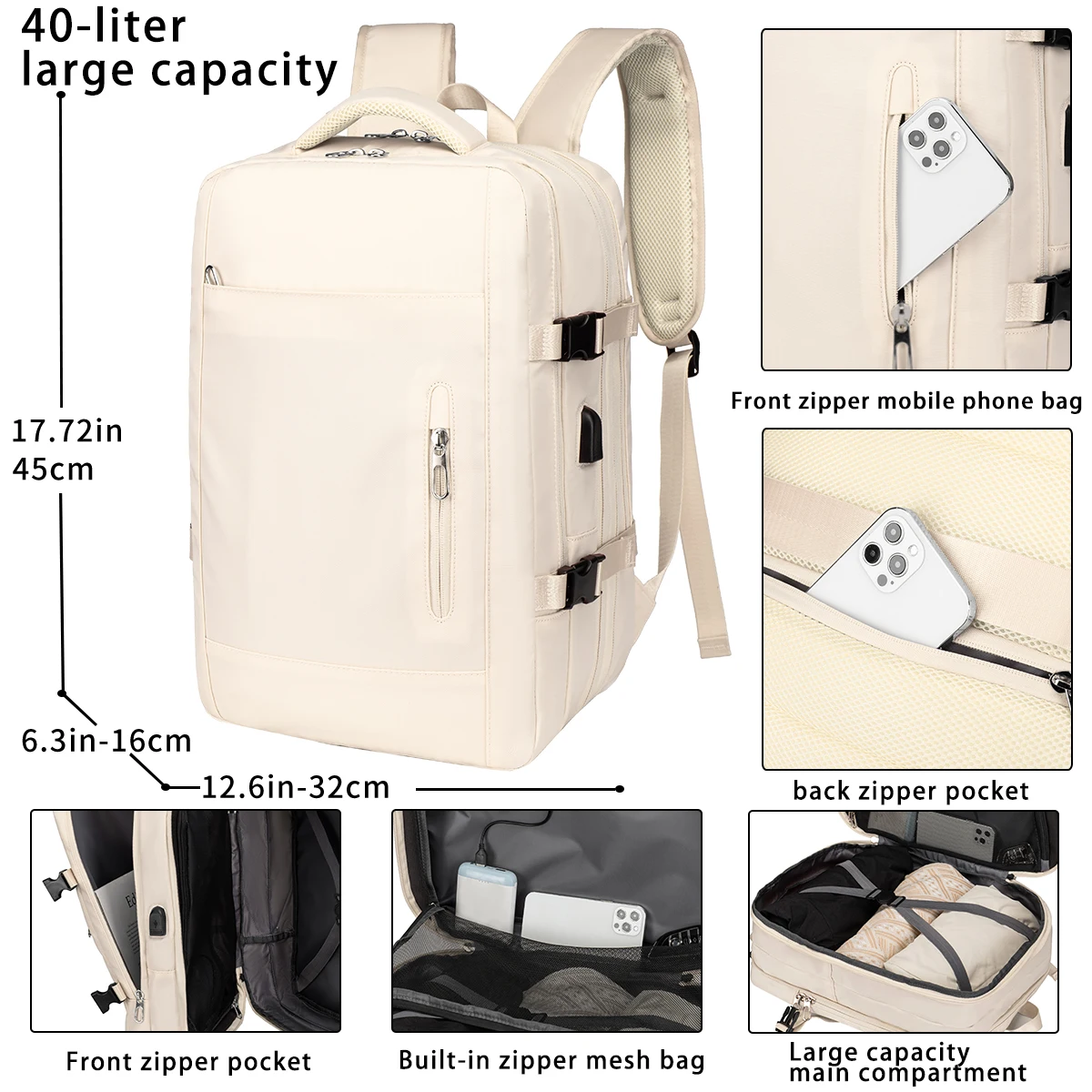 

Cross border backpack for women, large capacity multifunctional luggage bag, short distance business travel backpack, computer h