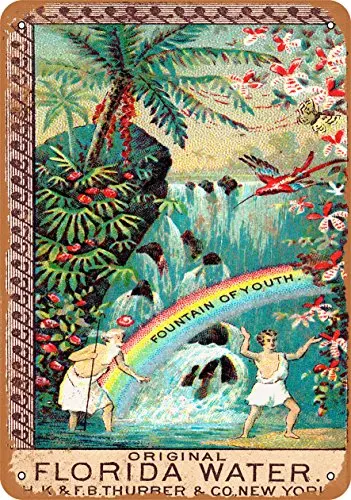 Wall-Color  Metal Sign - Florida Fountain of Youth Water - Vintage Look