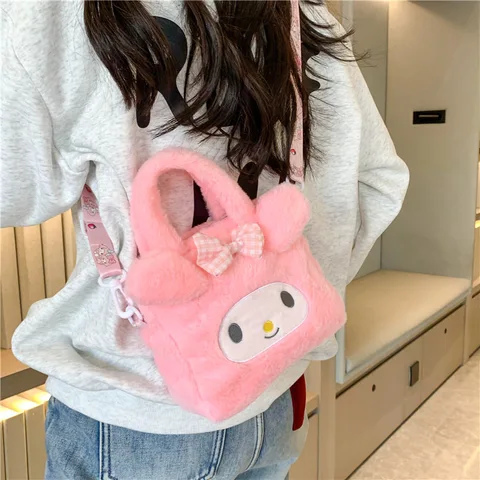 Сумка-кошелек Sanrio Kawaii с рисунком из мультфильма «Kuromi Melody Cinnamoroll» в стиле аниме, косметичка через плечо, дорожные сумки для хранения, подарки для женщин и девочек топ 8 миниатюрная мышь - №4