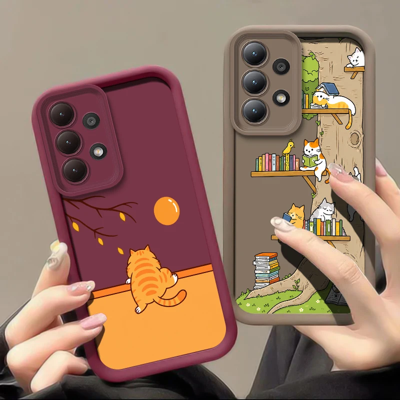 Cartoon Cat Pattern Phone Case For Samsung Galaxy A05 A06 A07 A10 A20 A30 A50 A70 A02S A03 Core Anti Scratch Silicone Cover Capa