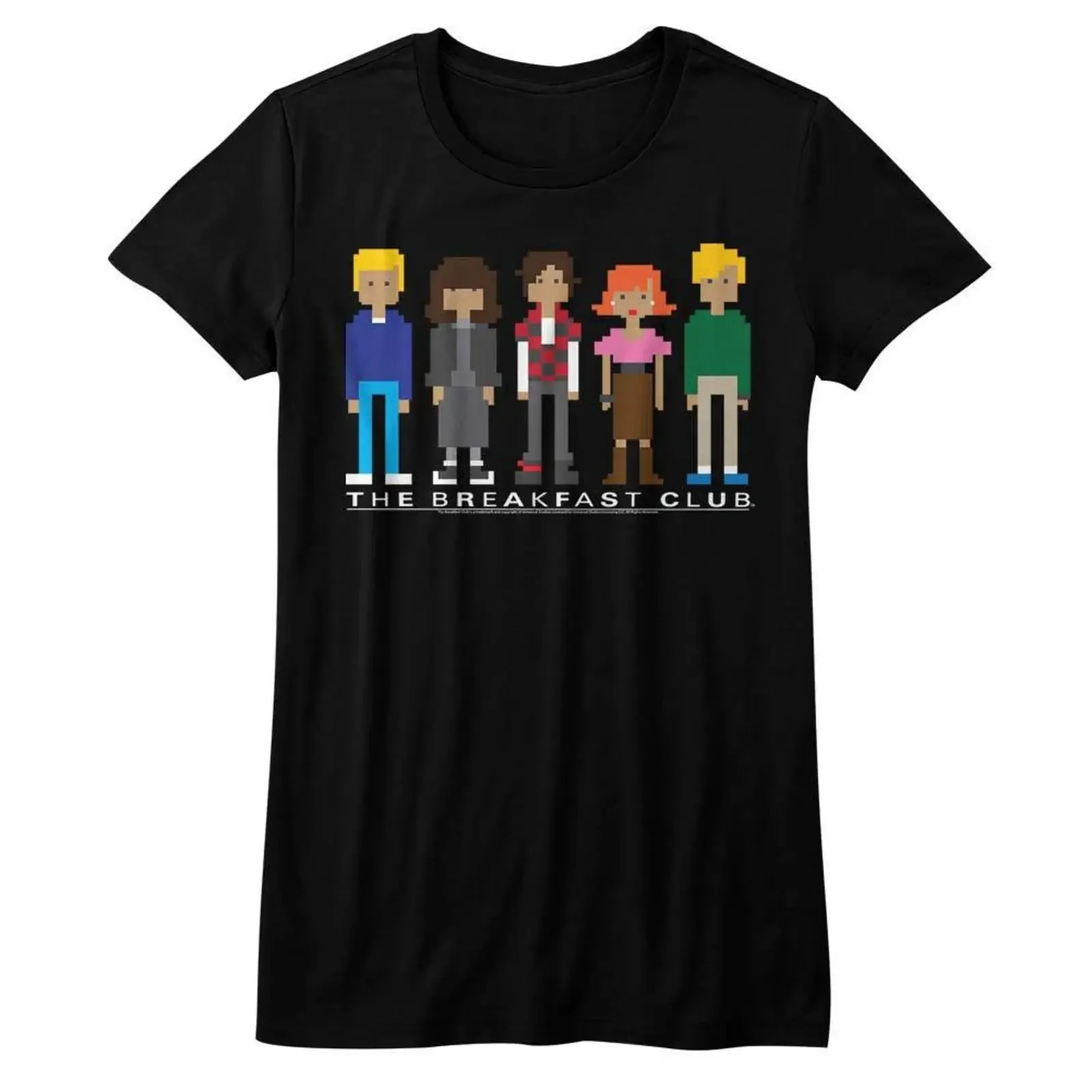 Breakfast Club Pixels Black Junior Women's T Shirt vintage Washed graphic homme Slightly Breathable fashion Unisex