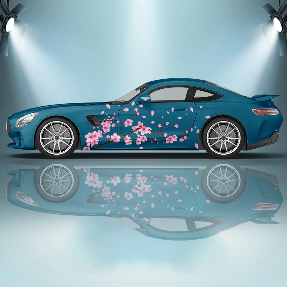 

Наклейка на автомобиль с цветами вишни, виниловая наклейка на боковую часть автомобиля, универсальный размер, упаковочная наклейка