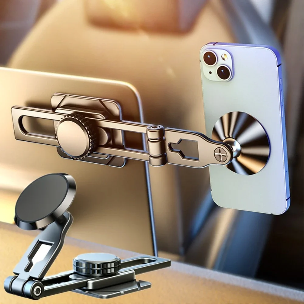 360° Magnetic Car Phone Holder Premium Aluminum Alloy Strong Sticky Dashboard Mobile Phone Support for IPhone 17 16 15 Pro Max