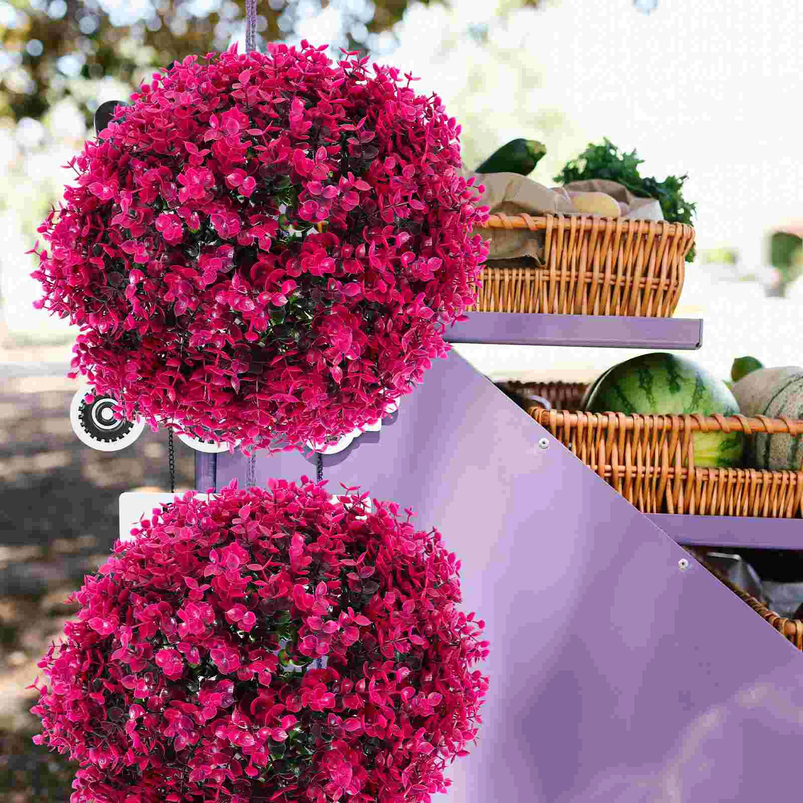 Bloemen Eucalyptus Gras Bal Kantoor Kunstplanten Buiten Hangende Topiary Ballen Plastic DIY Blad