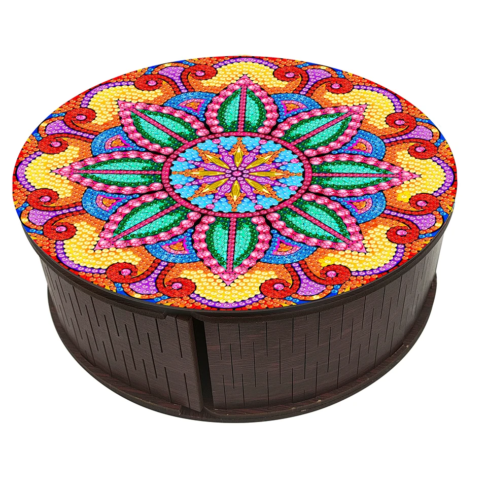 

Мандала DIY алмазная живопись шкатулка для драгоценностей Мандала Алмазная мозаика вышивка DIY коробка для хранения ювелирных изделий цветок птица для взрослых комплект