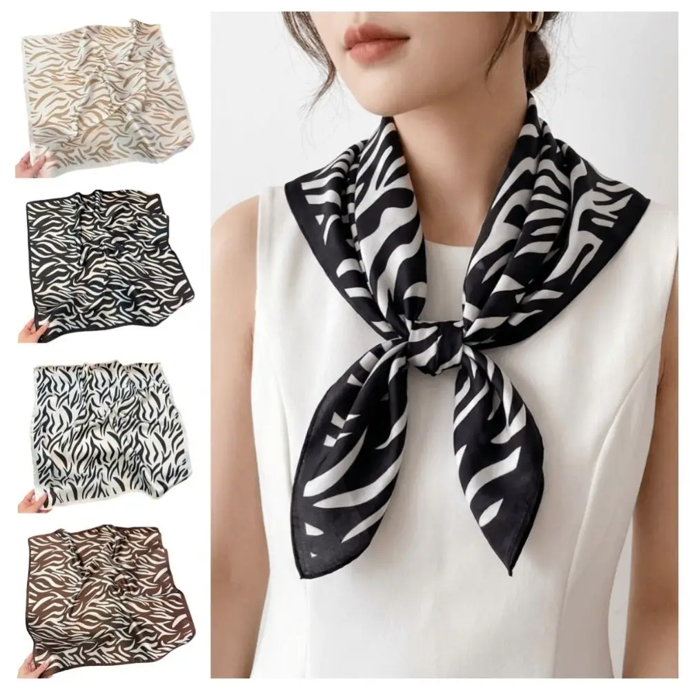 Soft Breathable Square Scarf Sunscreen Lightweight Printed Silk Scarf Headband Hair Band Women Shawl Women