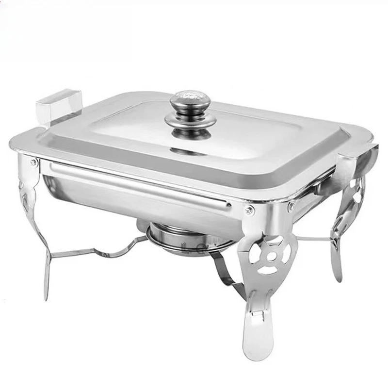 Wholesale Rectangle Stainless Steel Fancy Hot Pot Buffet Set Fuel Heating Food Warmer