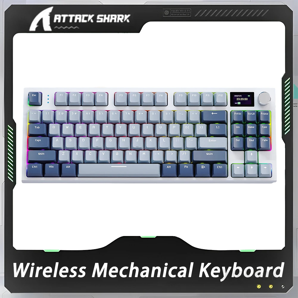 

Attack Shark K86 Keyboard TFT Screen Multifunctional Knob Three Mode Gaming Mechanical Keyboard RGB Hot Swap Gasket Pc Gamer Mac