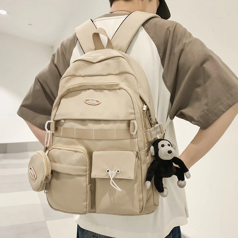 Middle School Student Nylon Backpack Women Fashion Multi Pocket Backpack Female Male Travel Book Bag Cute Girl Boy School Bag