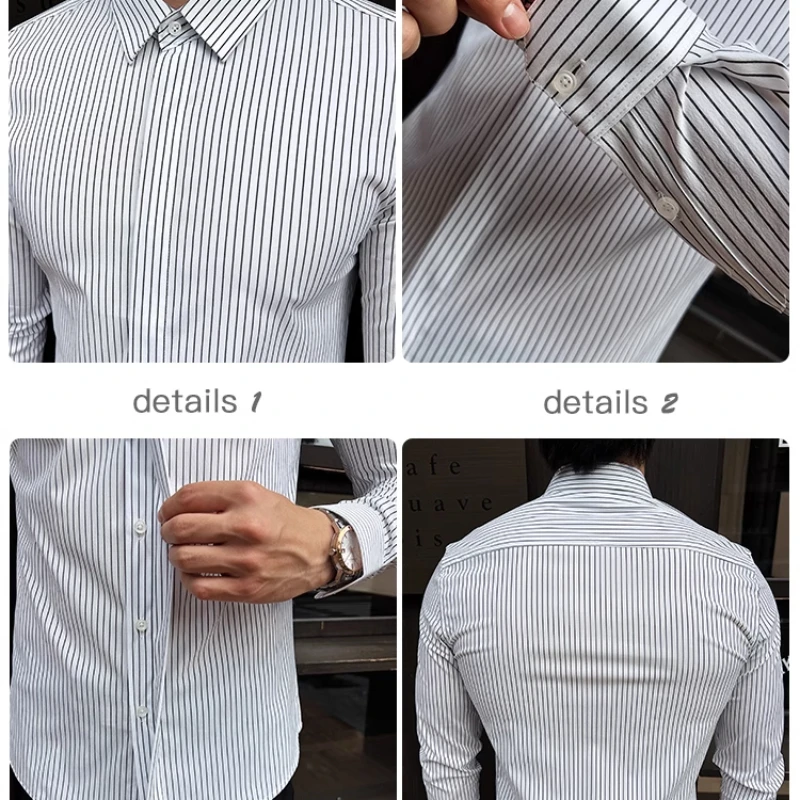 Men's Striped Business Dress Shirt 2025 Spring and Summer New Long Sleeved Social Shirt High-quality Design Sense Dress Shirt