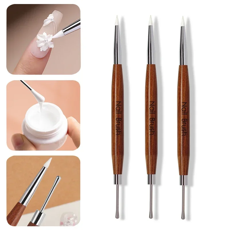 

Double-ended Silicone Press Pen Brush for Nails Gel Nail Supplies Carving DIY Glitter Powder Sticker Manicure Tips Nail Art Tool