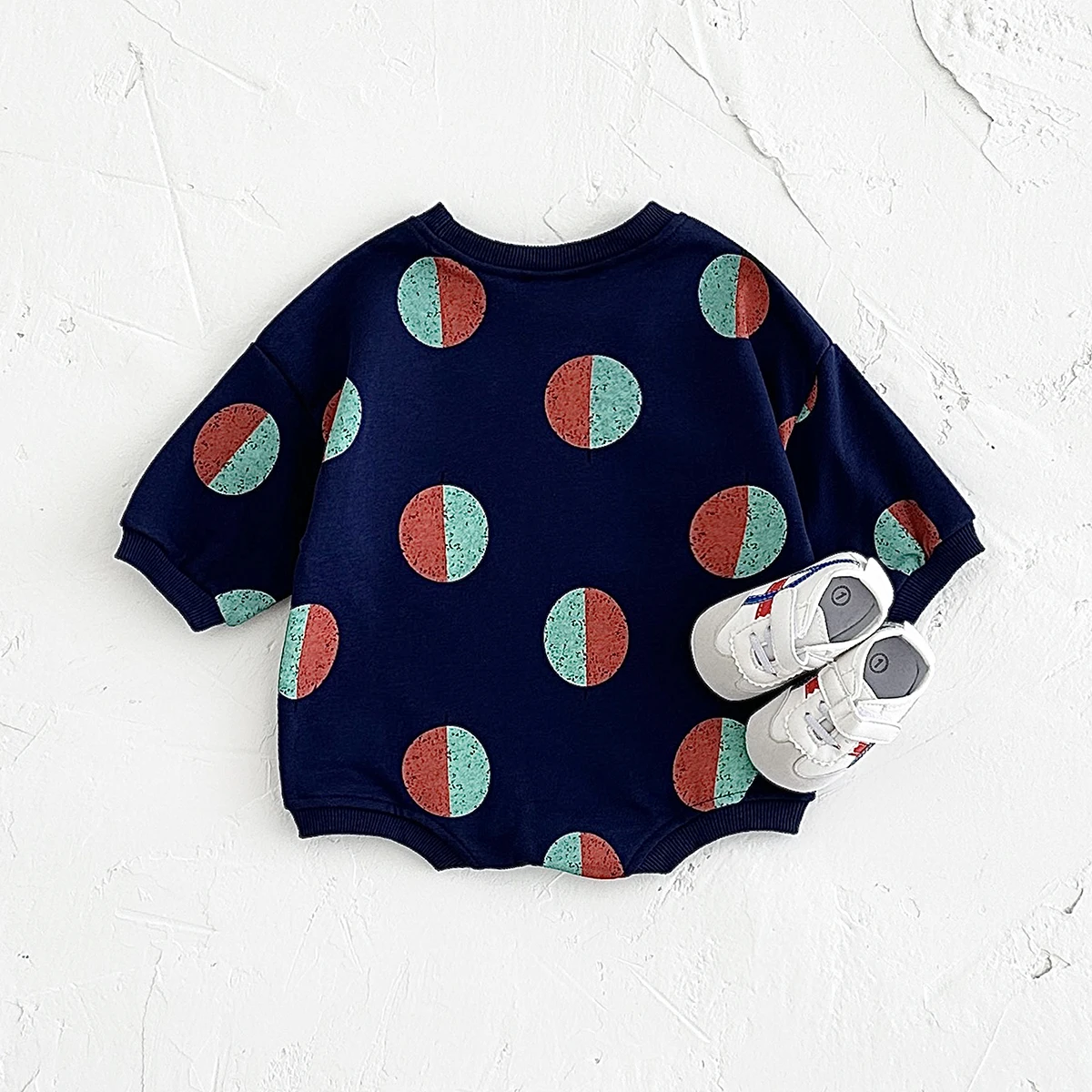 Baby Unisex Half Half Polka Dot Print Long Sleeve Top Color Block Round Dot Tee Toddler Infant Autumn Casual Clothes