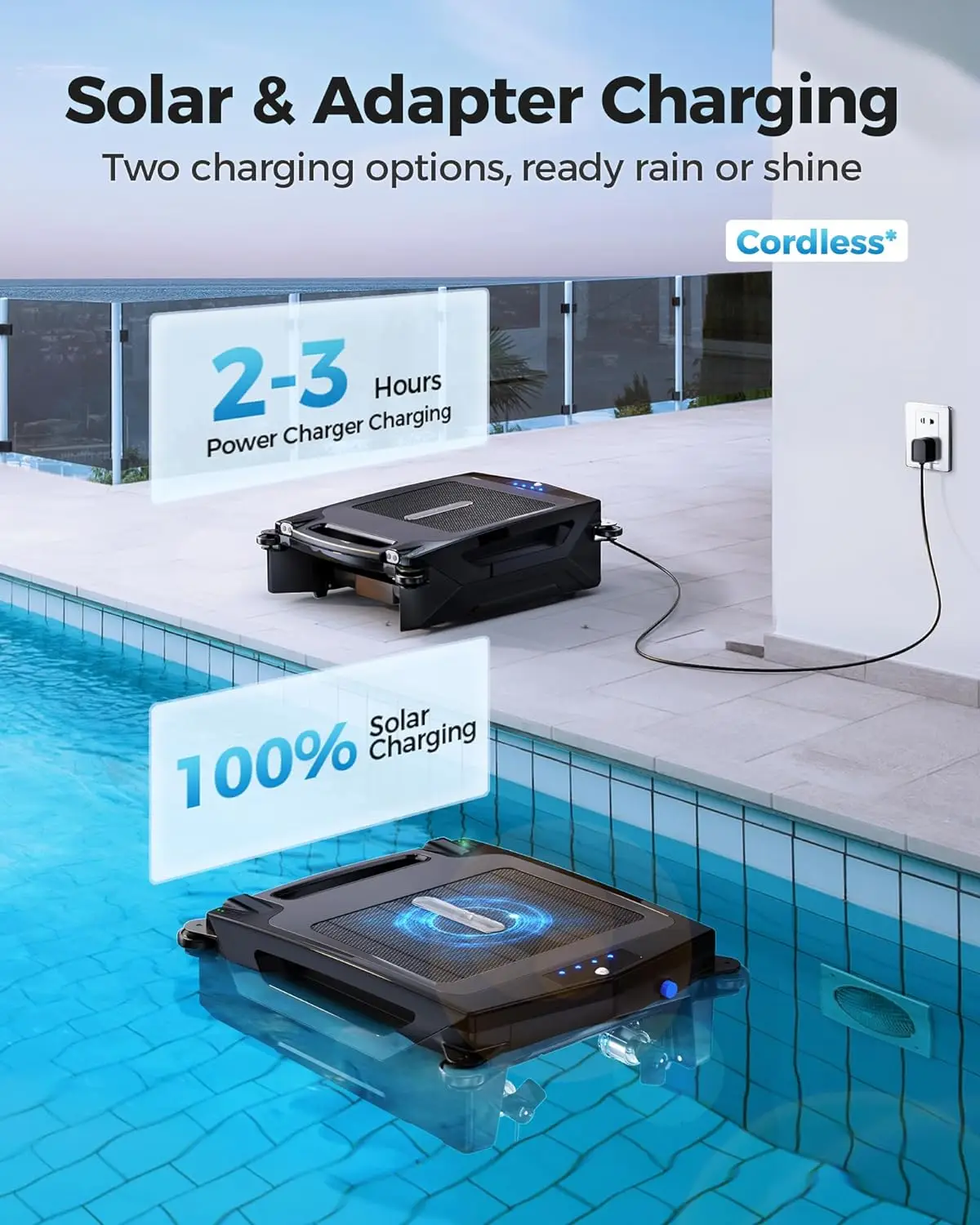 Piscina solar automática Skimmer Robot Cleaner, Net, Skimmer com cesta