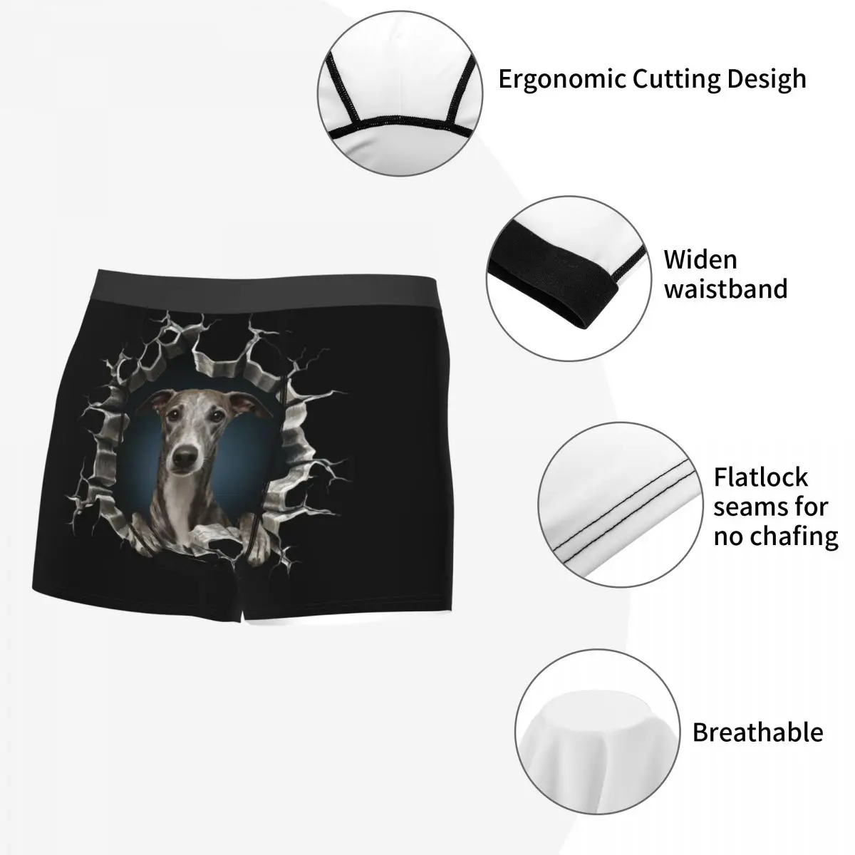 Ropa interior Breaking Through Greyhound para hombre, calzoncillos Boxer elásticos para amantes de los perros, pantalones cortos, bragas, calzoncillos, regalo de cumpleaños para el Día de San Valentín