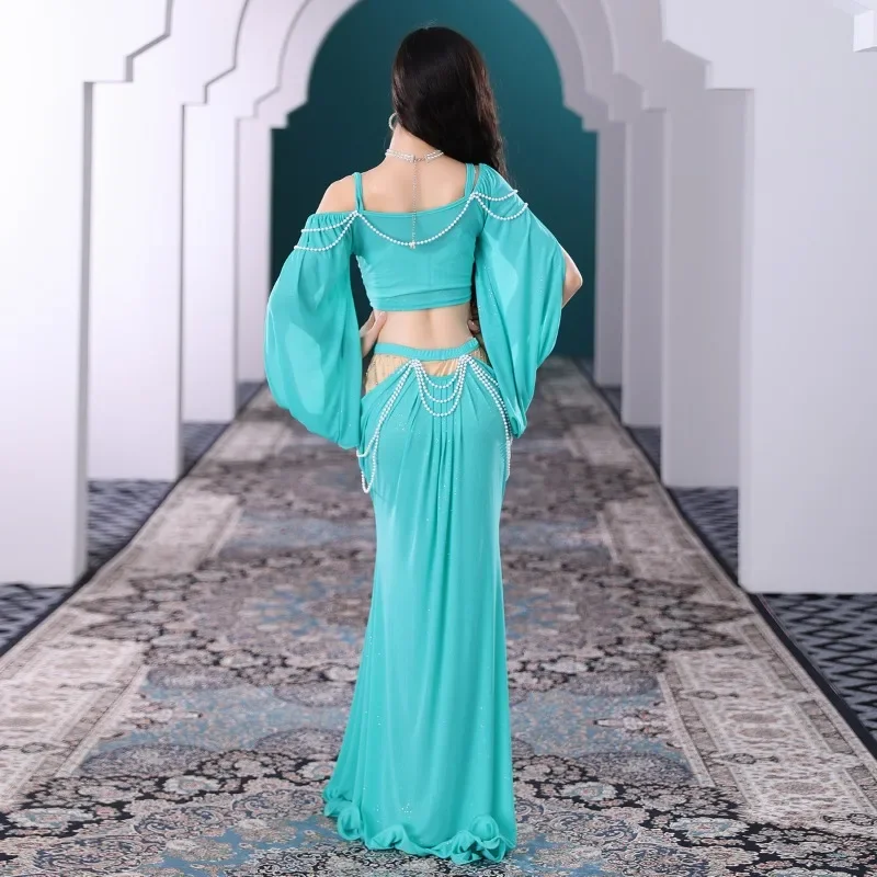 customized belly dance costumes eastern dance long skirt women's practice set blue white purple украшения для танца живота