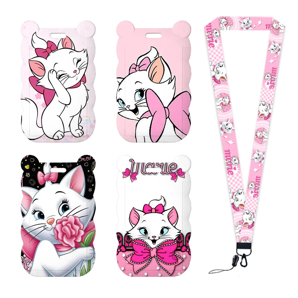 Etui na identyfikator z motywem Marie z kreskówki Disney, zawieszka na klucze, smycz na kartę studencką, akcesoria.