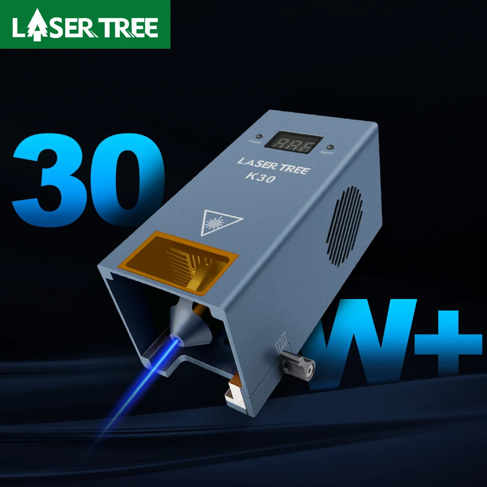 LASER TREE K30 30W Optical Power 6 Diode Laser Module with Air Assist 450nm TTL PWM Laser Head for Engraver Cutting Wood Tools