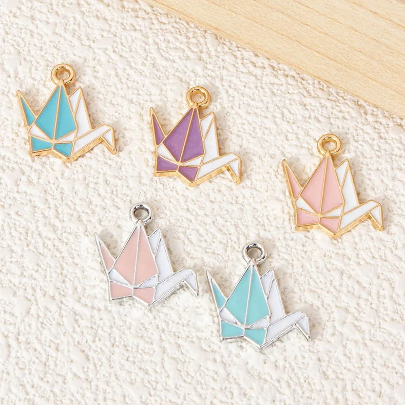 10PCS Thousand Paper Crane Small Pendant Bird Bracelet Hanging Tag DIY Handmade Hand Chain Accessories Material Jewelry