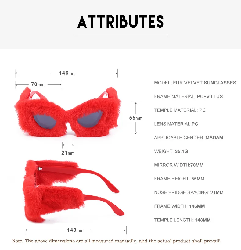 Modische Katzenaugen-Sonnenbrille für Damen 2026 Luxus-Markendesigner Rosa Weiche Fell-Samt-Sonnenbrille für Damen Handgefertigte Plüsch-Brillen – Detail 8