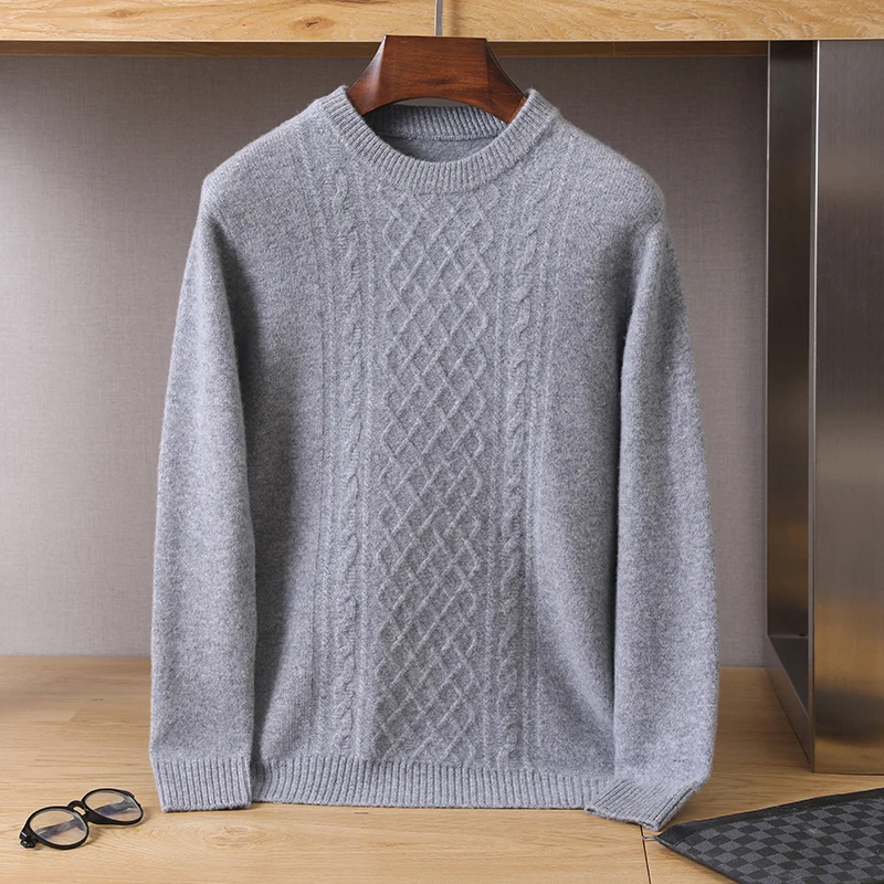 Men's Round Neck Pullover 2023 Autumn/Winter Fashion New Thick Underlay Warm Woolen Sweater Trend Sweater