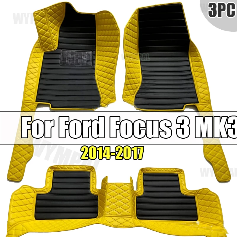 

Customized Artificial Leather Car Floor Mat For Ford Focus 3 MK3 2014 2015 2016 2017 Protect Your Vehicle's Interior Accessory