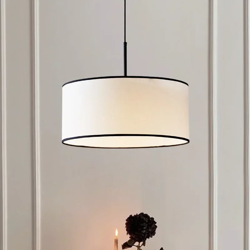 Japandi style White Pendant Lamp Linen pendant light E27 Living Room Bedroom Indoor chandelier Led Restaurant Bar Pendant Lights