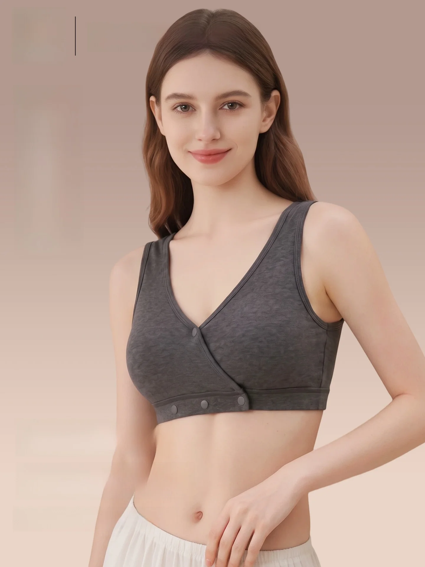 Maternity Nursing Underwear Sleepwear Vest Style Front Button Thin Postpartum Breastfeeding Compatible Large Size Maternity Bra