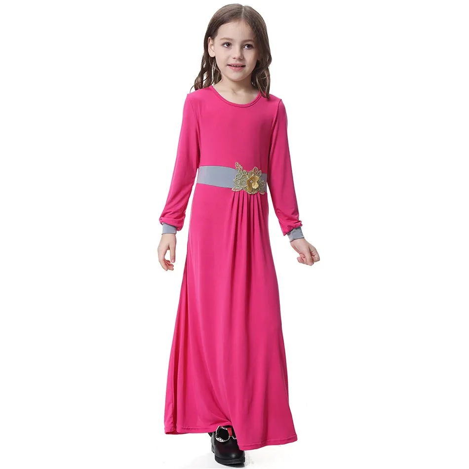 Muslim Long Dress for Girls Arab Middle East Arabian Frocks Gown Malaysia Clothes 4 5 6 7 8 9 10 11 12 13 14 Years Old Costume