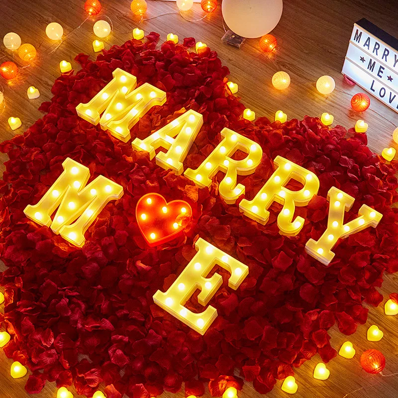 16 / 22CM 26 English Letters DIY Combination Luminous  LED Lamp Wedding Birthday Confession Proposal Decoration Letter Lamp