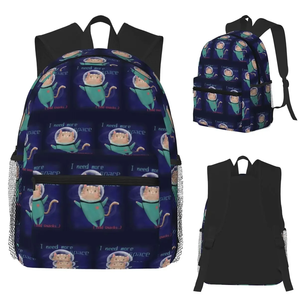 

I Need More Space (и закуски) Милый студенческий рюкзак с котом астронавта, школьная сумка, дорожный рюкзак для мальчиков и девочек, сумка для книг, сумки на плечо