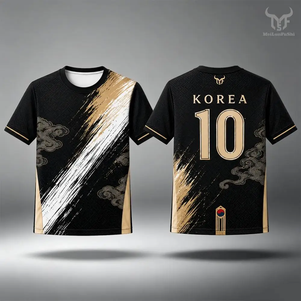 2026 New Korean Vintage Cloud Print Soccer Jersey Men Breathable Quick Dry Soccer Training Uniform Men's And Women's Casual Top