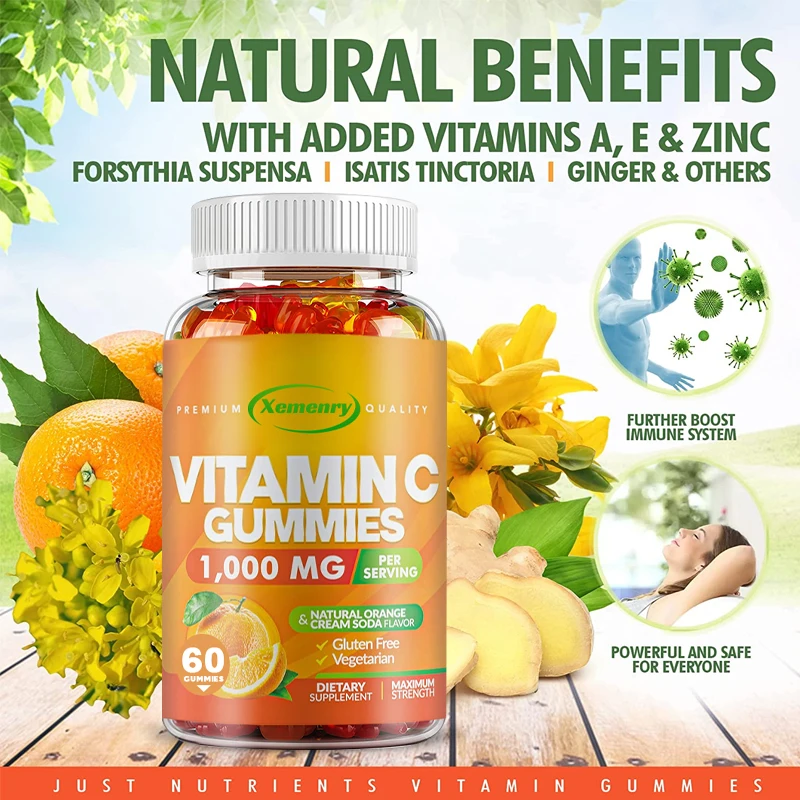 Vitamin C Gummies - Powerful Antioxidant, Skin Health, Promotes Collagen Production, Immune Support