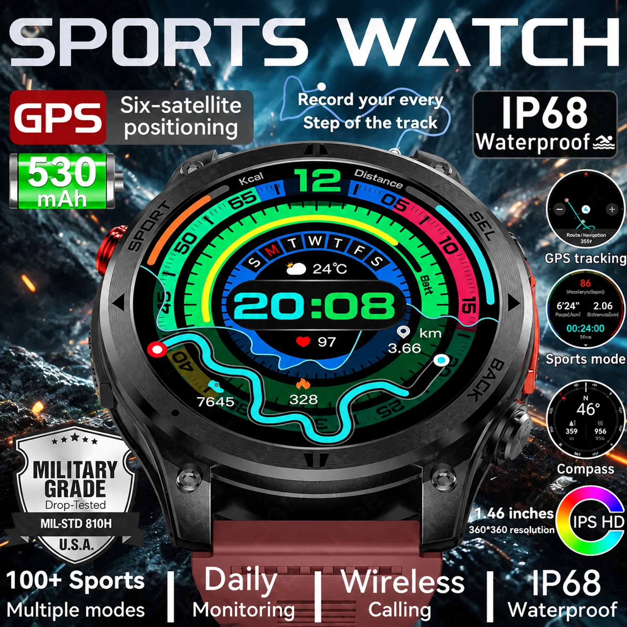 Smartwatch Military Watches For Men - 2026 Military T-Rex 3 Ultra GPS