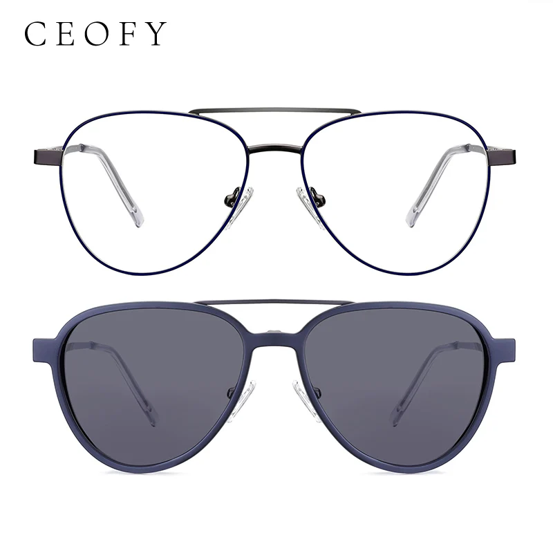 Ceofy Men Fashion Glasses Frame Optical Prescription Sun Clip On Polarized Brand Design Eyeglasses Frame For Men High Quality