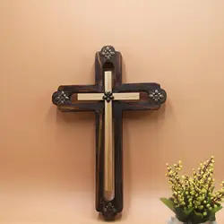 Wall Hung Cross Wood Solid Blessing Modern Christian Style for Thanksgiving