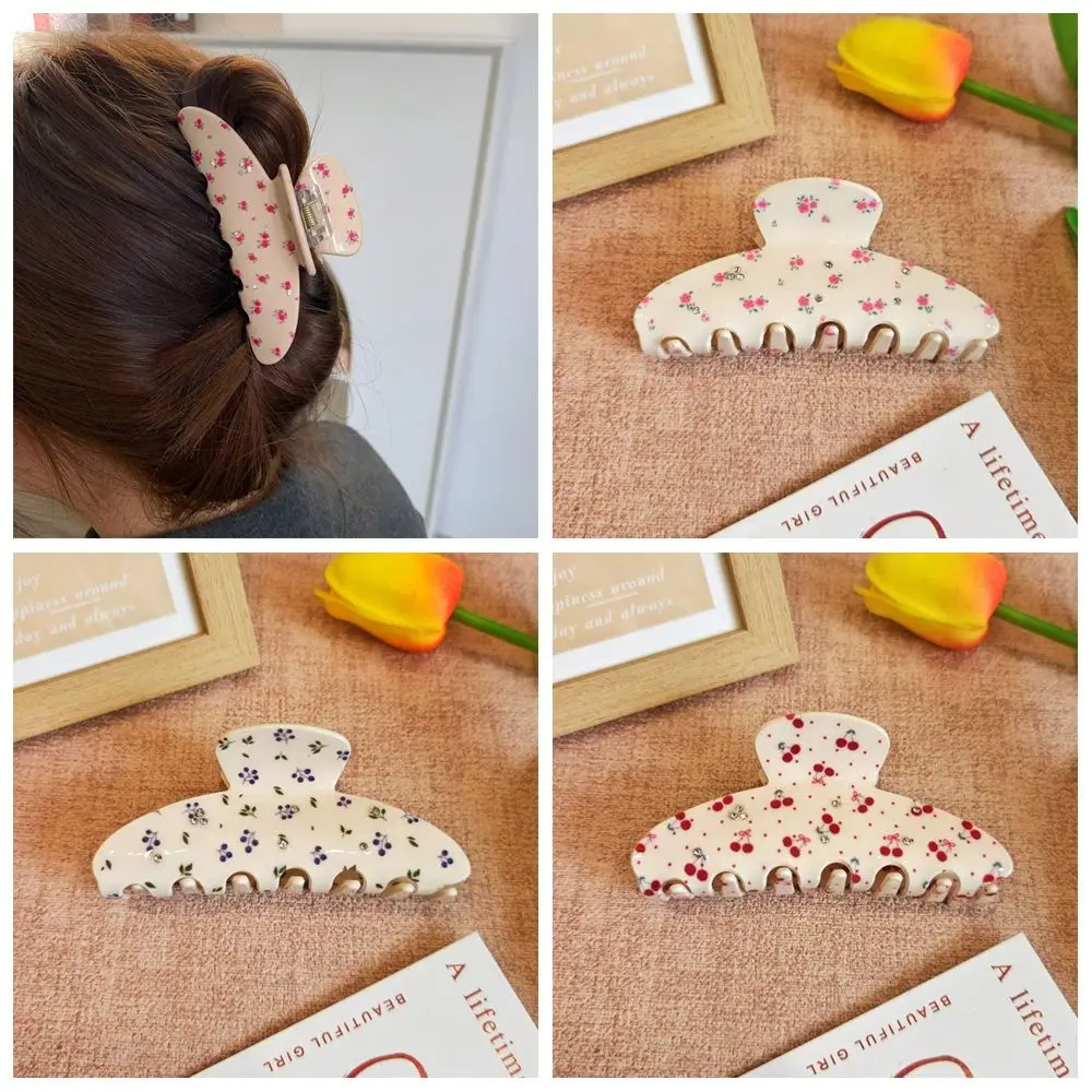 

Cute Rhinestone Fresh Acetate Hair Claw Hair Clip Hairpin Small Floral Shark Clip Geometry Shark Clip Flower Hair Claw Girls
