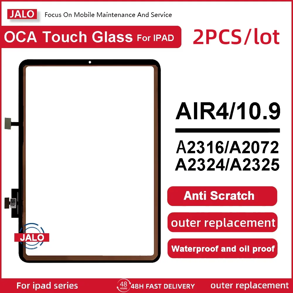 2 ชิ้น/ล็อต JALO Touch Screen Glass + OCA สําหรับ Ipad10.9 AIR4 AIR5 AIR6 IPAD10 A2558 2316 แผงสัมผัส Digitizer เปลี่ยนกระจกด้านหน้า