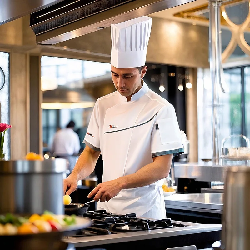 

Униформа повара с короткими рукавами для мужчин и женщин, летняя тонкая дышащая рабочая одежда для кухни ресторана.