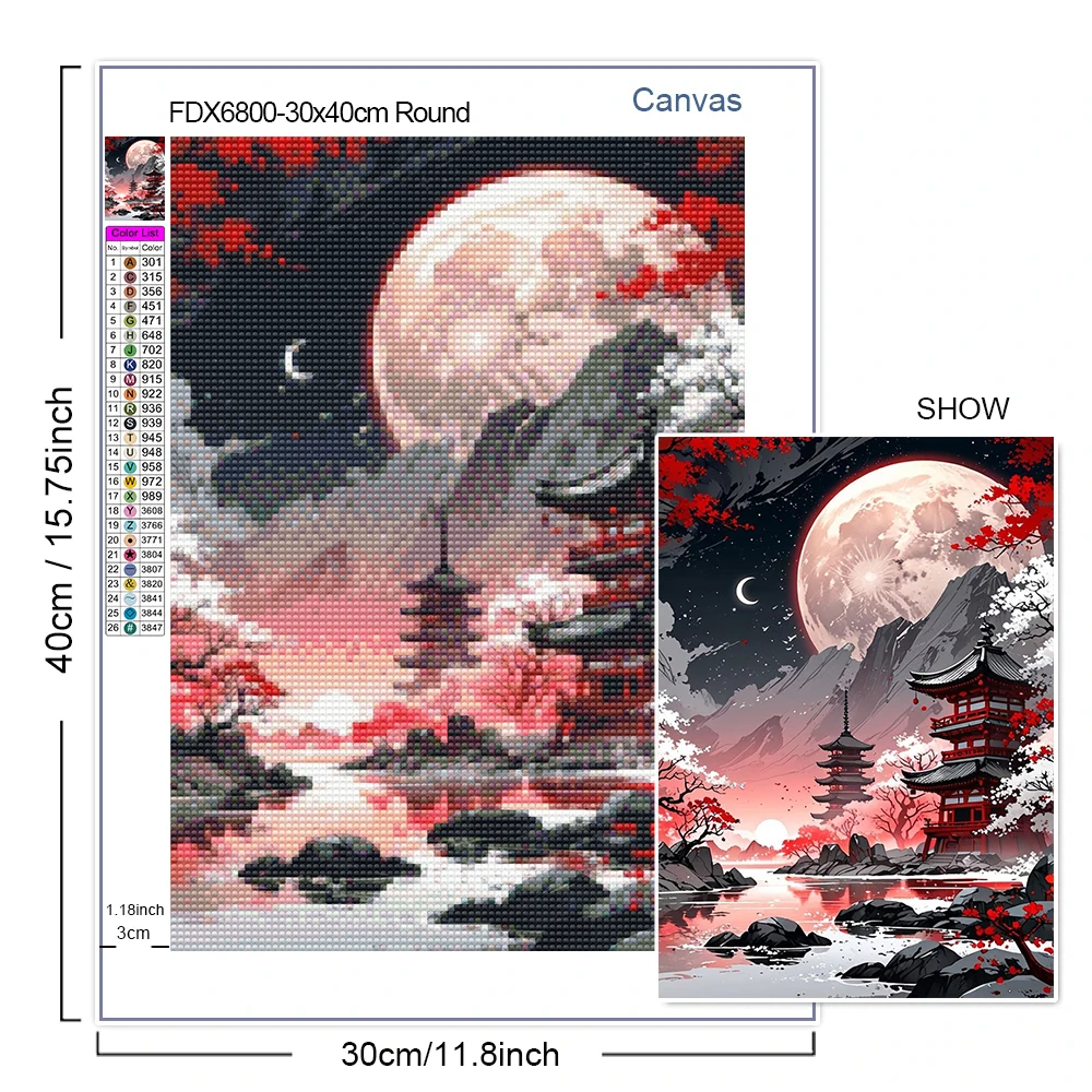 DIY Fantasy Mond Baum Diamant Malerei Landschaft voller Bohrer Strass Mosaik Stickerei handgemachte Home Decor Geschenk Neu eingetroffen – Detail 7
