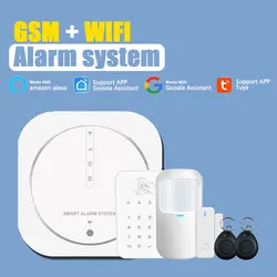 Tuya-Sistema de Alarme GSM Sem Fio, Segurança Doméstica Inteligente, Sensor de Movimento, Suporte Sirene, Detector 433MHz, Suporte Wi-Fi