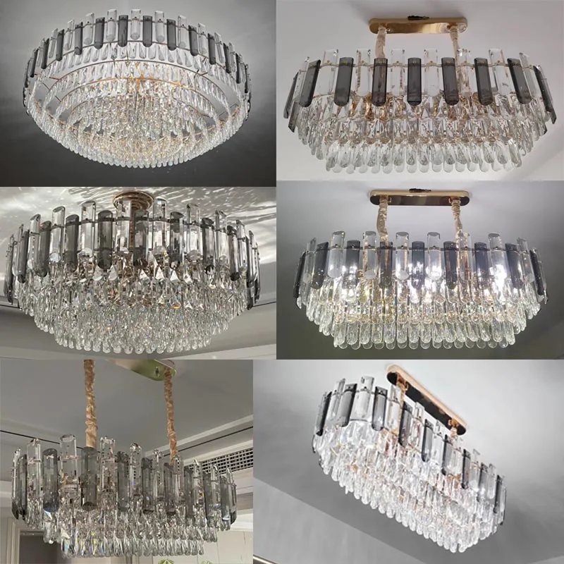 Lustres en cristal à LED nordiques, éclairage de luxe doré, salle à manger, salon, chambre à coucher, lumières d\'îlot de cuisine, lumière de face