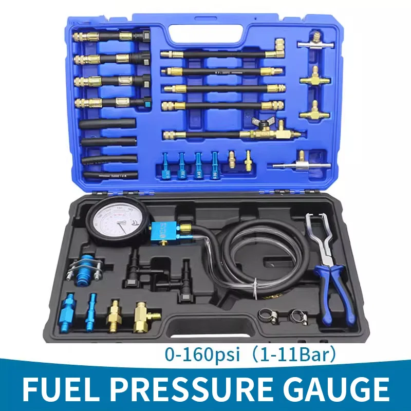 KT6142 Automotive Fuel Pressure Gauge 0-160 PSI (1-11 Bar) Fuel Injection Pressure Gauge Automotive Repair Tester Quick-Connect