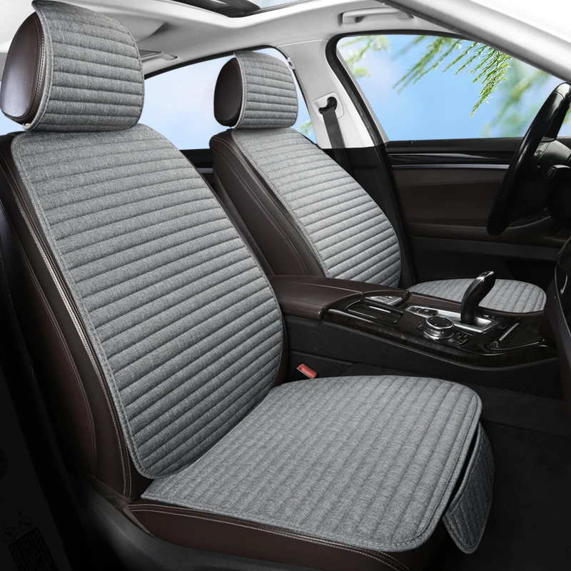 New Striped Linen Car Seat Cover  Breathable Anti-slip Wear Four Seasons General Purpose Single Seat Cushion