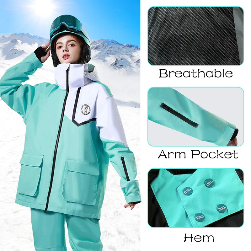 2024 New Winter Sport Snow Coats Snowboard Adult Warm Hooded Ski Jacket Waterproof Female Outerwear Windproof Mountain Tracksuit