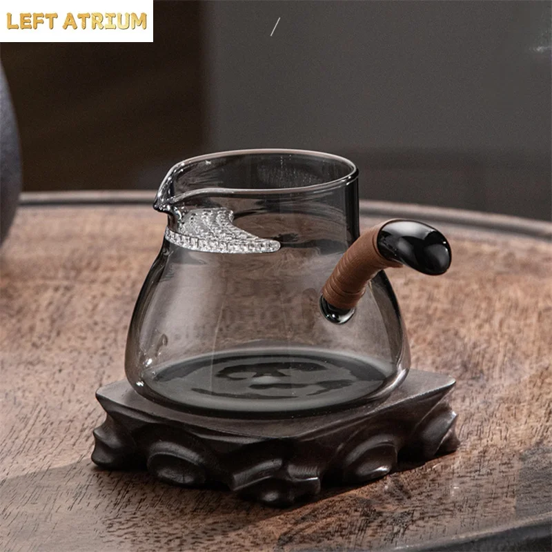 350ml Heat resistant Side Handle Glass Tea Dispenser With Crescent Filter Fair Cup Chahai Brewing Green Tea Pot Kungfu Tea Maker
