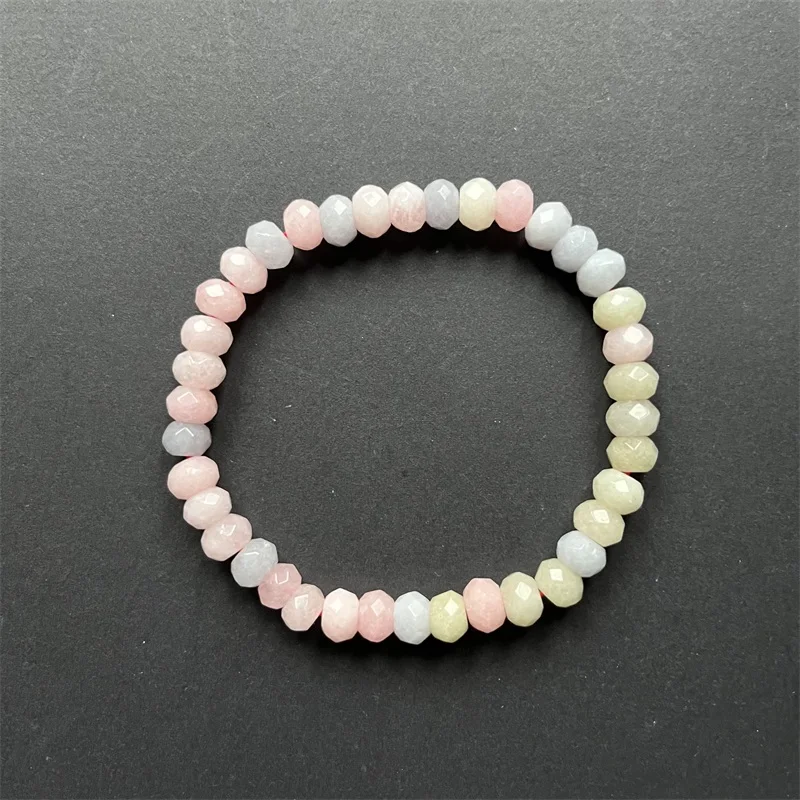 5*8MM Faceted Morganite Bracelet Vintage Natural Stone Jewelry Noble Elegant Exquisite Beaded Hand ChainWomen Boho Geometric