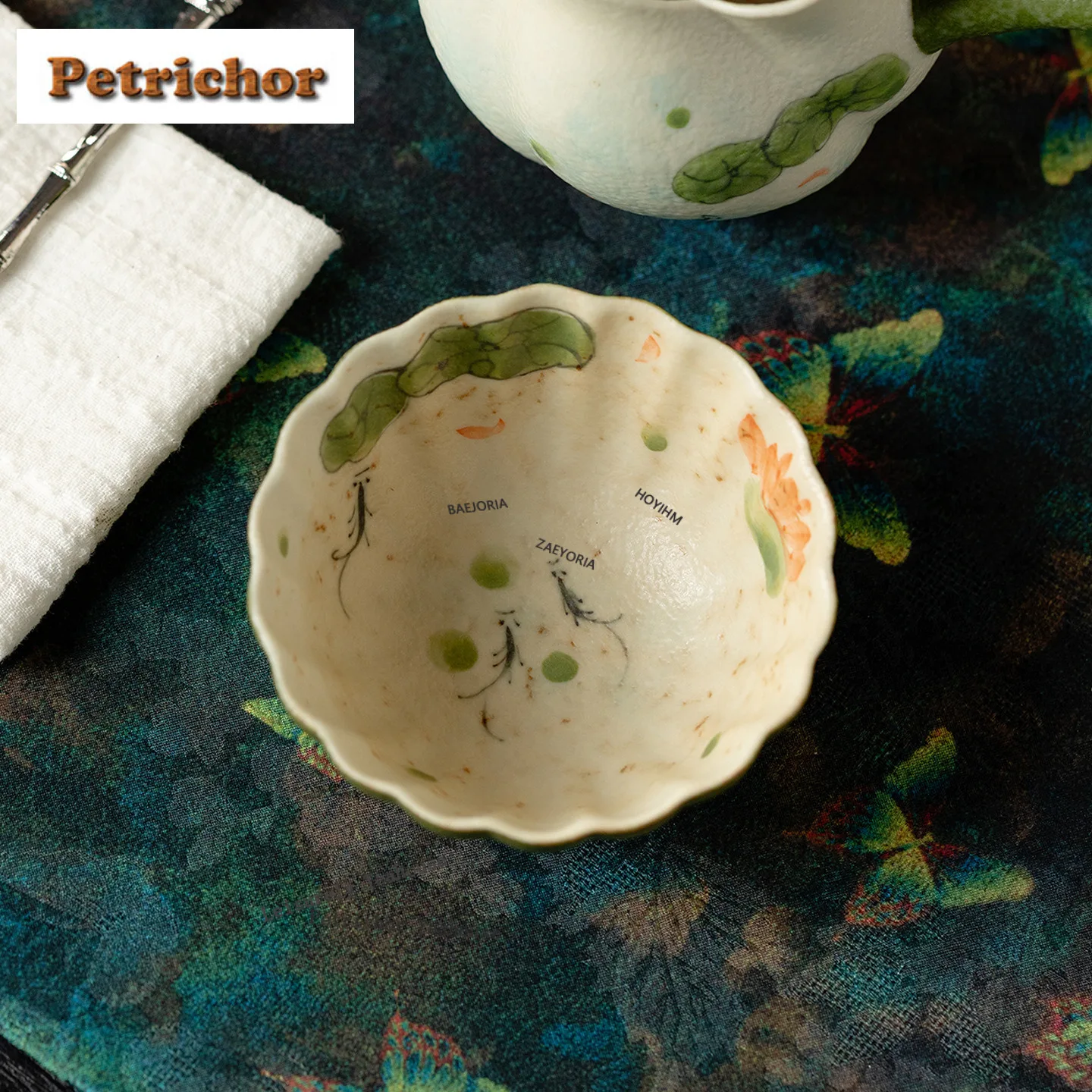 60ml Hand-painted Lotus Leaf Fish Teacup Boutique Tea Bowl Sample Tea Cup Tea-tasting Personal Cup Jianzhan Master Cups For Tea